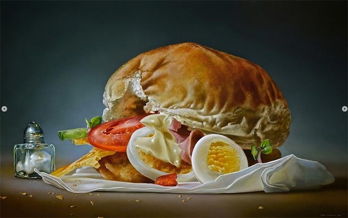 artista cria arte inspirada em comidas