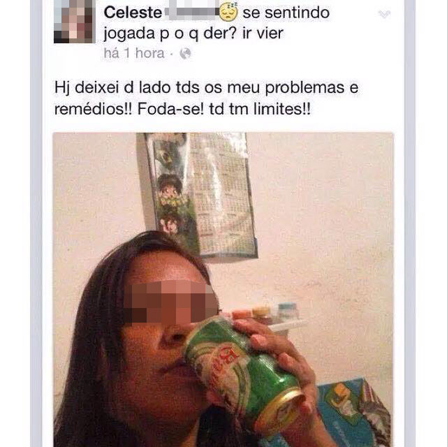 celeste vida loka tomando cerveja